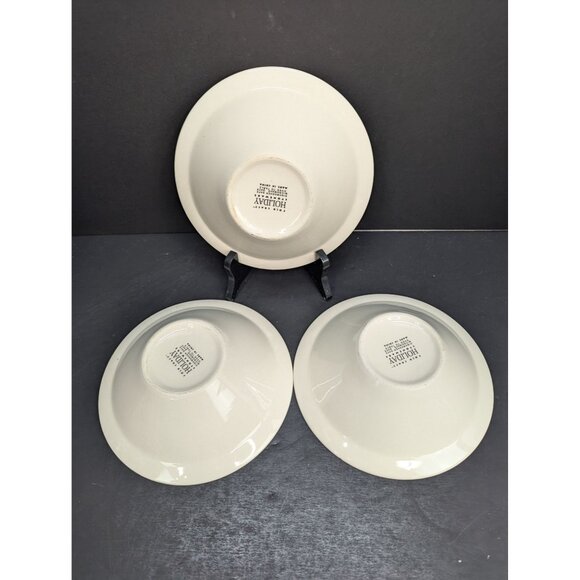 Folk Craft Holiday Stoneware Christmas Tree 7 3/4" Cereal Soup Bowl Lot of 3 - Picture 6 of 8